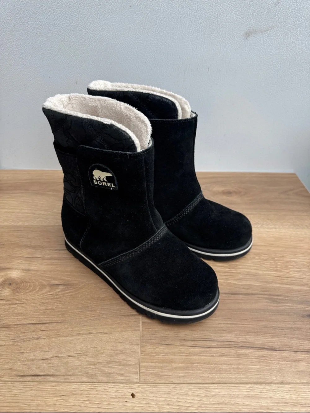 Sorel Black Suede Shearling-Trim Winter Boot